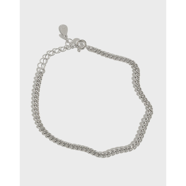 A36494 s925 sterling silver fashion unique minimalist chain charm bracelet