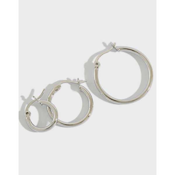 A37627 s925 sterling silver simple unique geometric hollowed circle hoop earrings