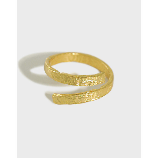 A33385 s925 sterling silver irregular gold silver doublelayer adjustable ring