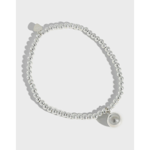A36511 s925 sterling silver charm simple beaded charm bracelet
