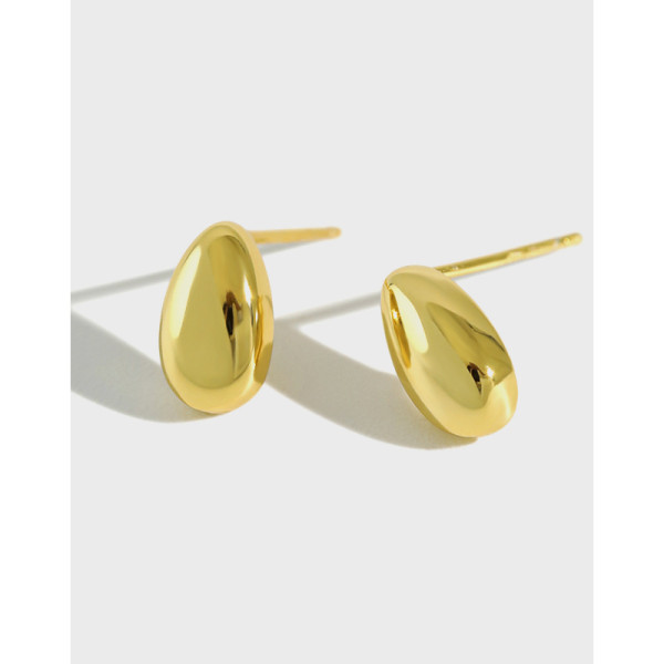 A37654 s925 sterling silver simple geometric oval stud earrings