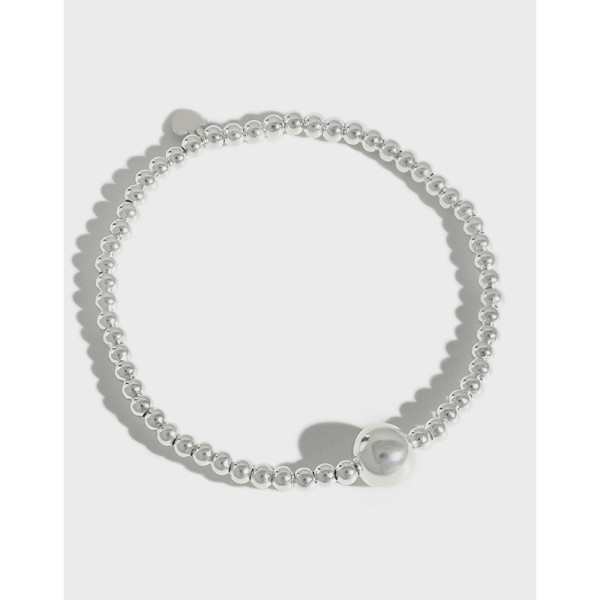 A36519 s925 sterling silver charm simple handmade silver beaded3mm bead silver charm bracelet