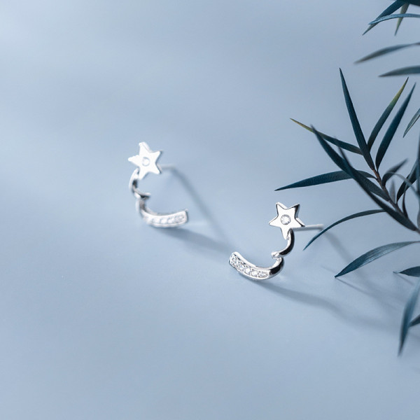 A37076 s925 sterling silver trendy rhinestone earrings