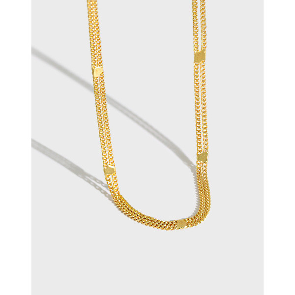 A28394 925 sterling silver double layer chain necklace