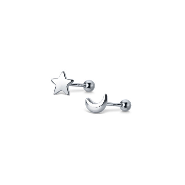 A37073 s925 sterling silver sweet asymmetric stars earrings