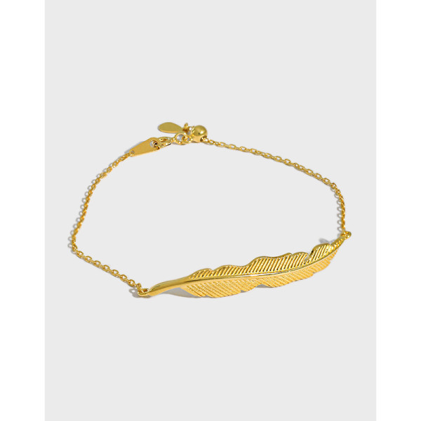 A36504 quality chic simple leaf leafs925 sterling silver charm bracelet