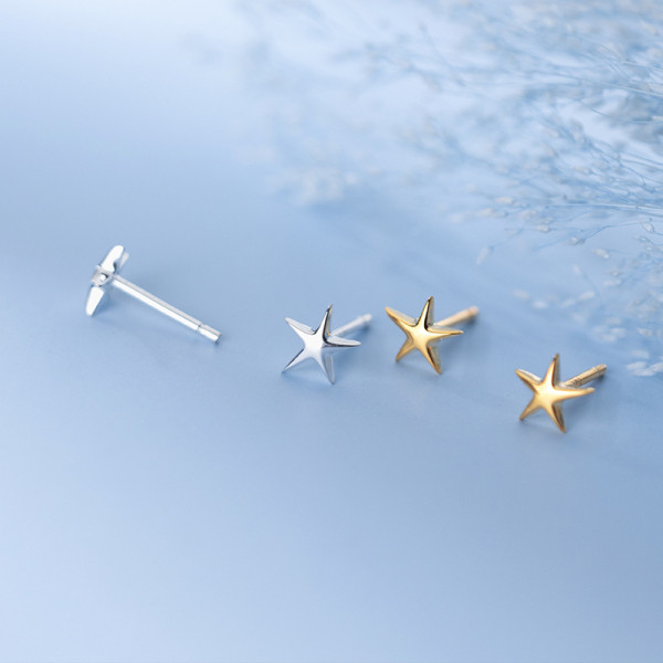 A37072 s925 sterling silver simple fashion trendy starfish stars earrings