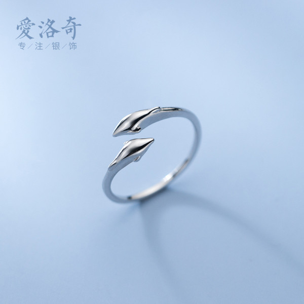 A37008 s925 sterling silver trendy dolphin ring