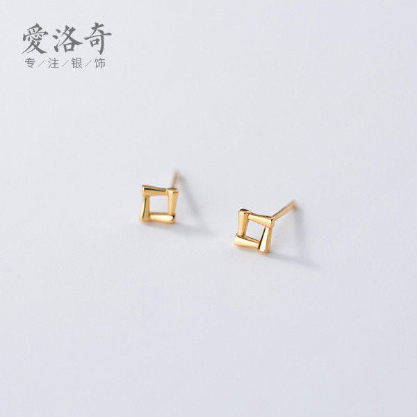 A37049 s925 sterling silver square earrings