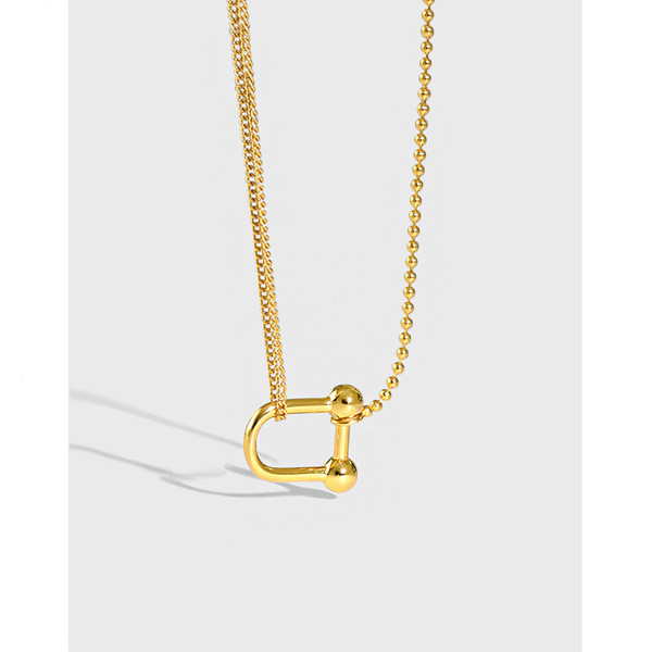 A31504 minimalistU bead s925 sterling silver necklace