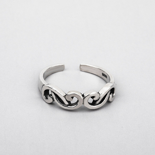 A32476 s925 sterling silver crown simple silver vintage ring