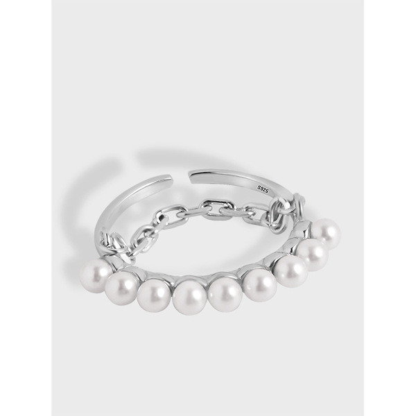 A33398 simple design pearl cha 925 sterling silver ring
