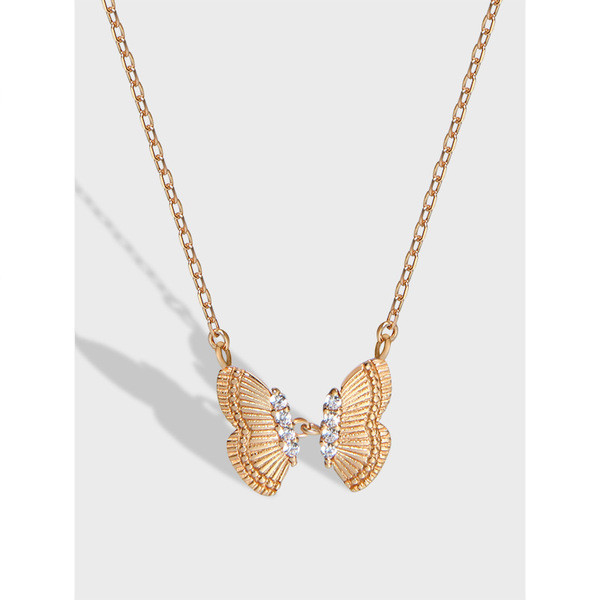 A32850 design simple chic gold butterflys925 sterling silver necklace