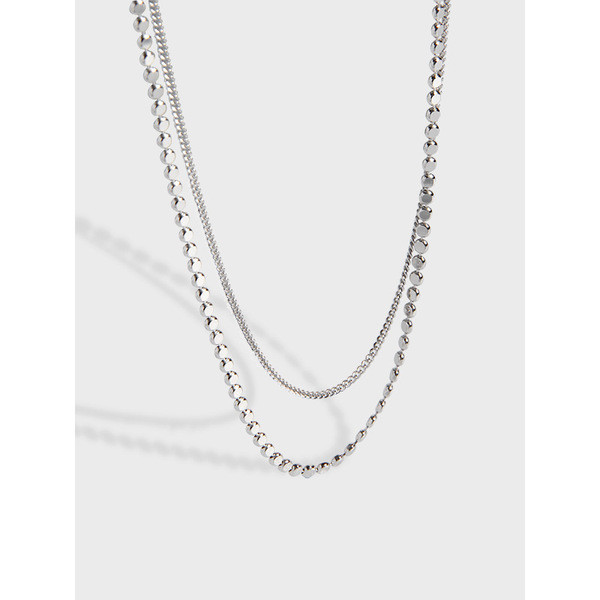 A31454 simple chic doublelayer s925 sterling silver necklace