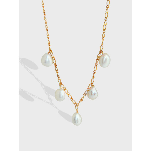 A31471 simple chic pearl s925 sterling silver necklace