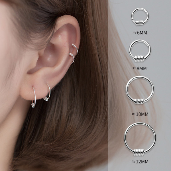 A37034 s925 sterling silver hoop trendy simple sweet earrings