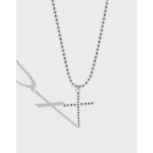 A31458 chic bead cros s925 sterling silver necklace