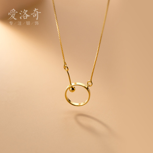 A35212 s925 sterling silver simple circle pendant necklace