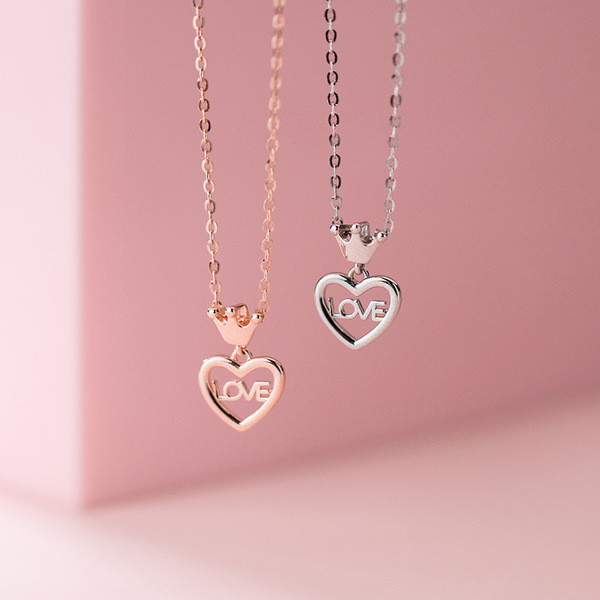 A31049 s925 sterling silver trendy hollowed heart necklace
