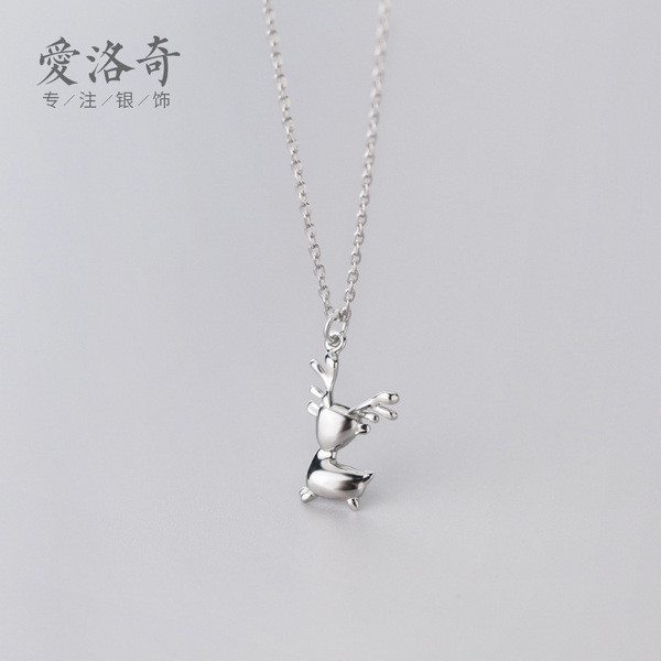 A31046 s925 sterling silver sweet deer necklace