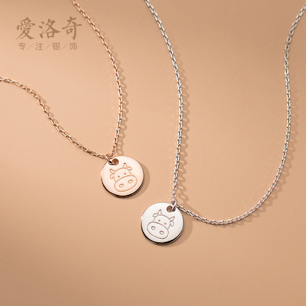 A31014 s925 sterling silver trendy cute circle necklace