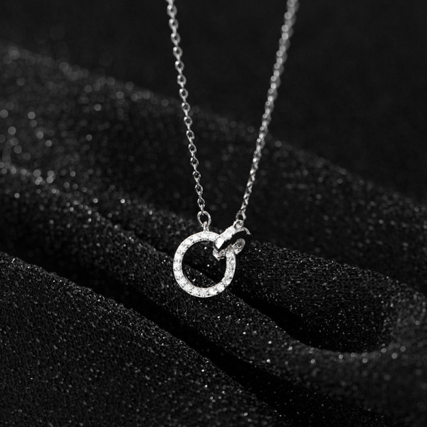 A45413 s925 silver sweet simple double circle elegant necklace