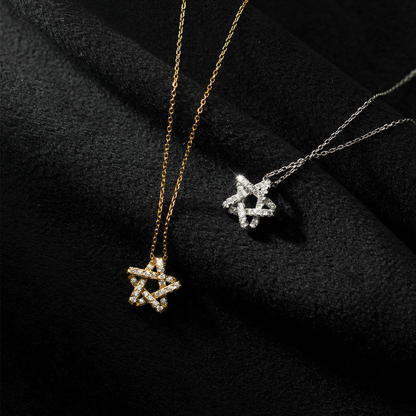 A31145 s925 sterling silver stars necklace
