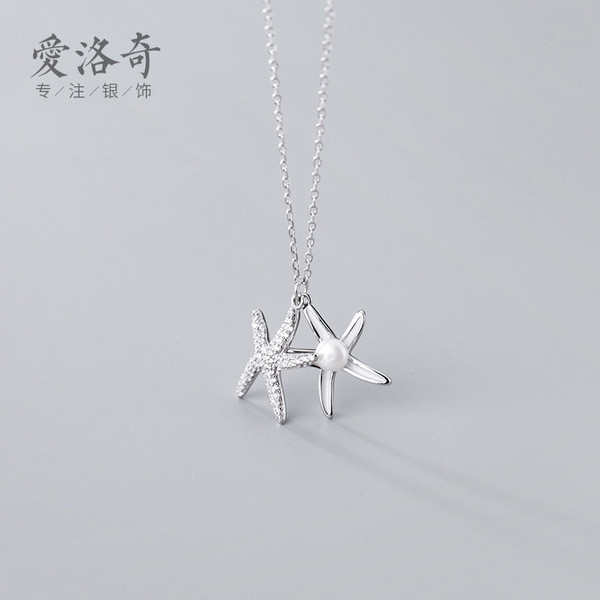 A31139 s925 sterling silver starfish necklace