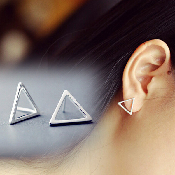 S11148 S925 sterling silver stud women geometric triangle circle silver stud earrings silver