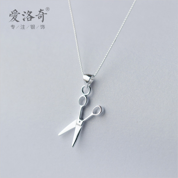 A35222 s925 sterling silver fashion unique scissor necklace