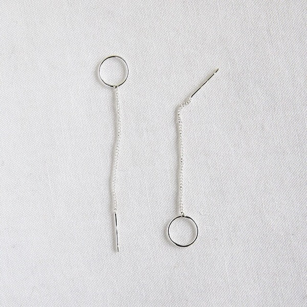 S11150 S925 sterling silver minimalist circle earrings string