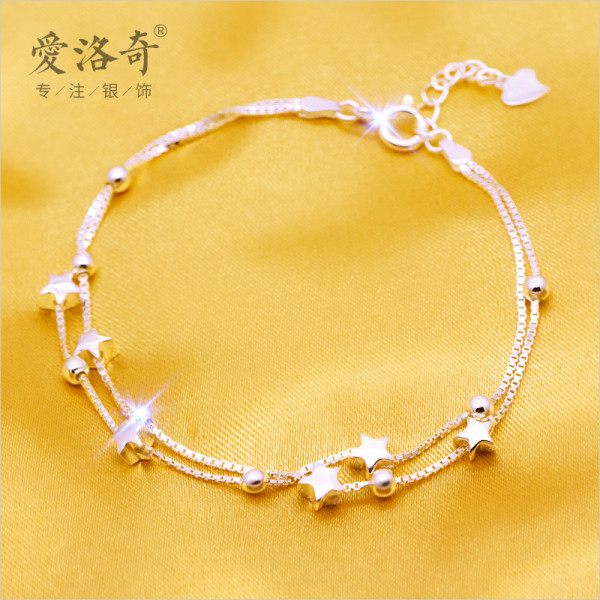 A35171 s925 sterling silver charm stars charm bracelet