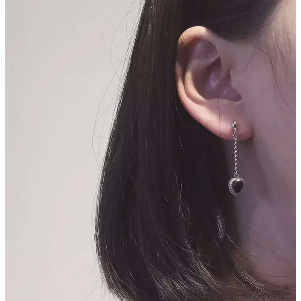S11132 S925 sterling silver trendy fashion women black agate earrings