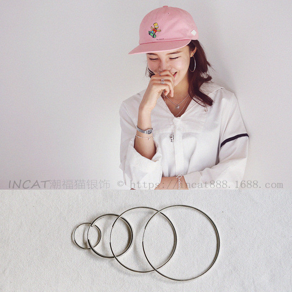 S11139 simple style S925 sterling silver geometric small tube earrings hoop circle