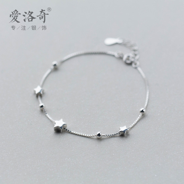 A35182 s925 sterling silver stars charm bracelet