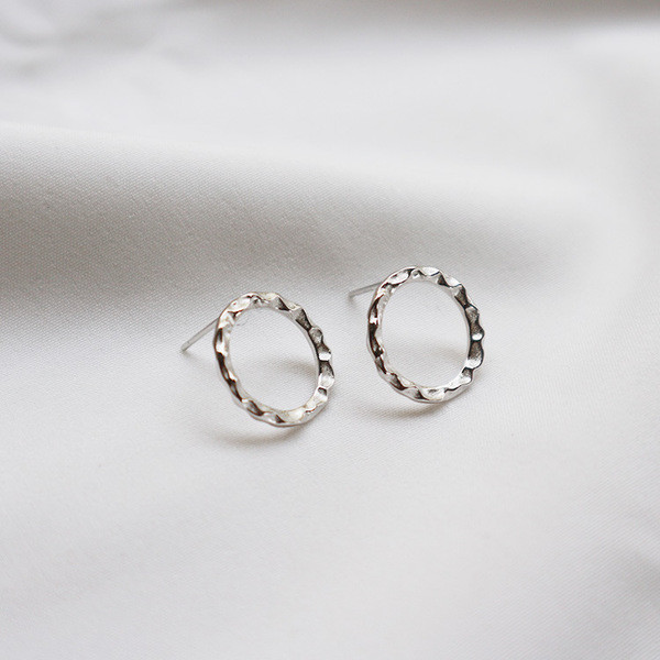 S11192 925 sterling silver silver design circle earrings fashion mini