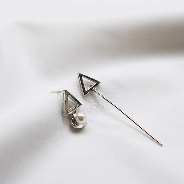 S11184 925 sterling silver pearl bar tassel stud graceful long earrings string simple style