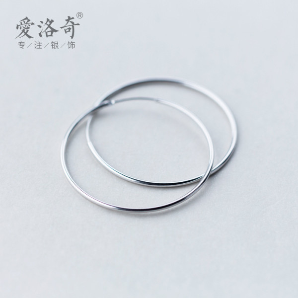 A42895 s925 silver hoop big dangle earrings