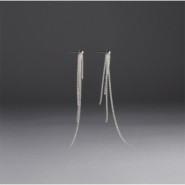 S11236 s925 sterling silver stud tassel earrings stud string women