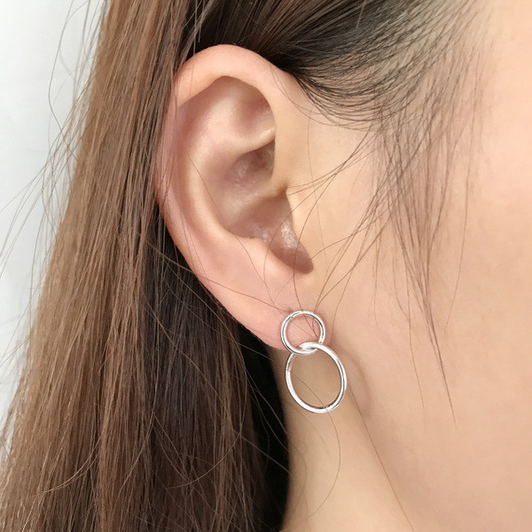 S11272 925 sterling silver geometric silver design circle stud earrings fashion