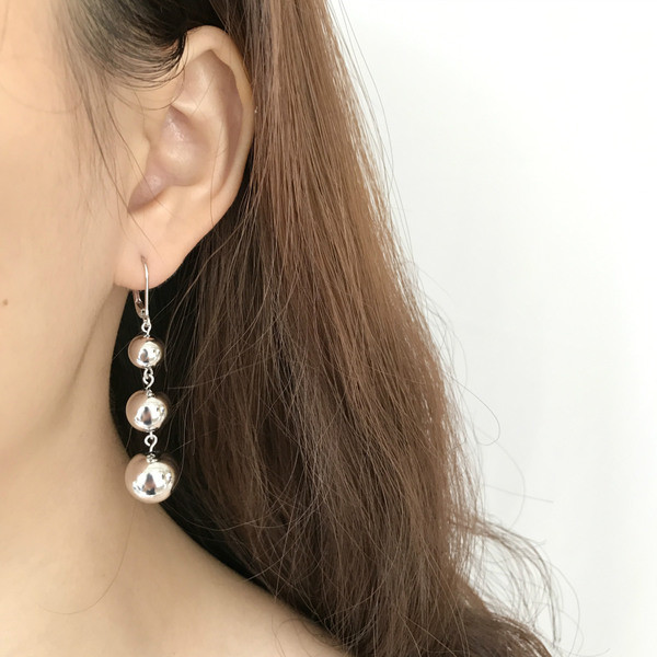 S11223 S925 sterling silver minimalist statement ball bead earrings extra big earrings