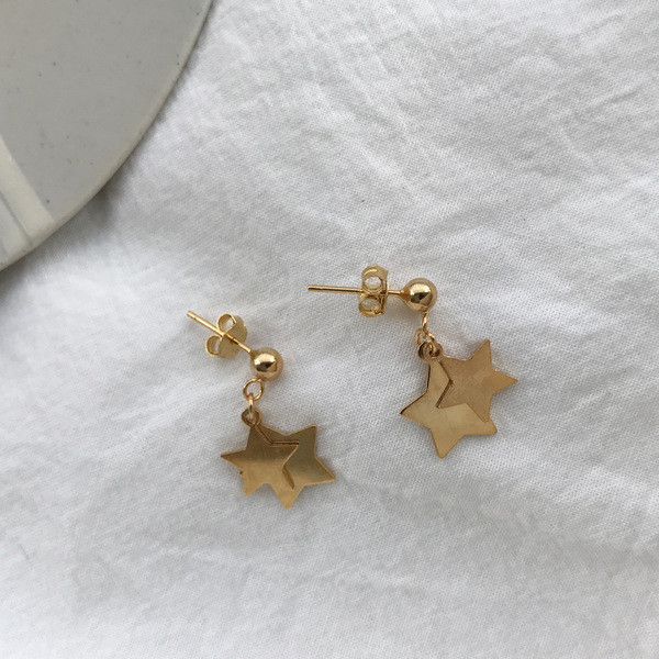 S11163 s925 sterling silver beautiful simple style double stars stud fashion