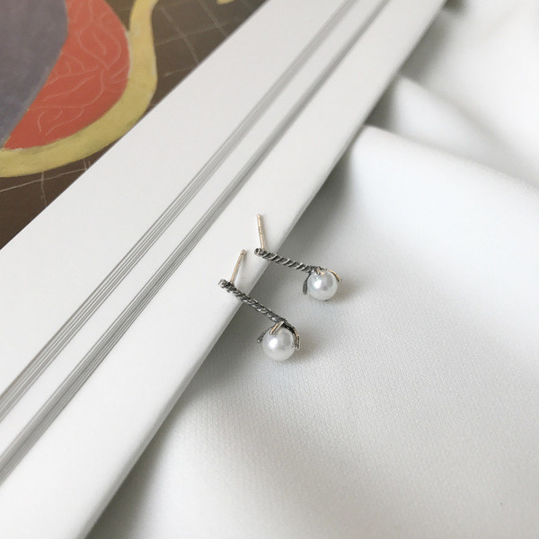 S11314 925 sterling silver silver design pearl earrings fashion mini