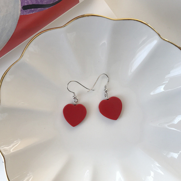 S11216 S25sterling silver turquoise heart heart earrings minimalist heart earrings