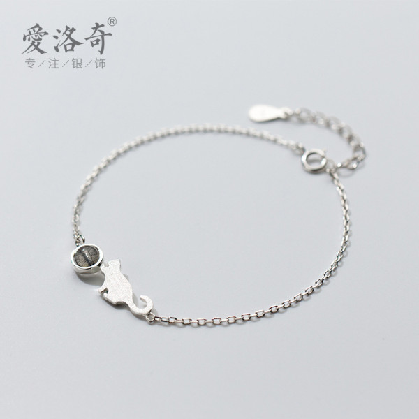 A35177 s925 sterling silver charm sweet moonstone charm bracelet