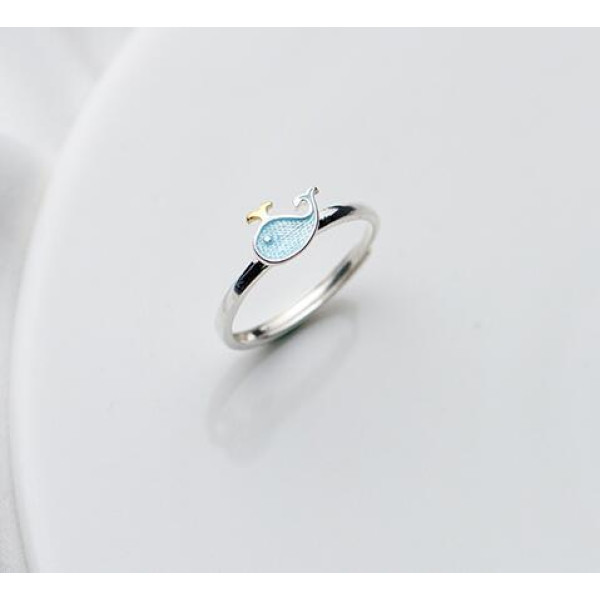 A36277 s925 sterling silver fashion sweet dolphin ring