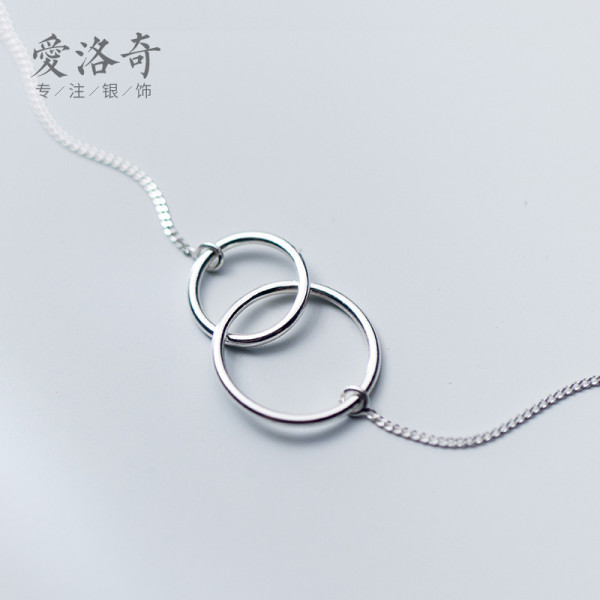 A35216 s925 sterling silver pendant fashion sweet big small circle necklace
