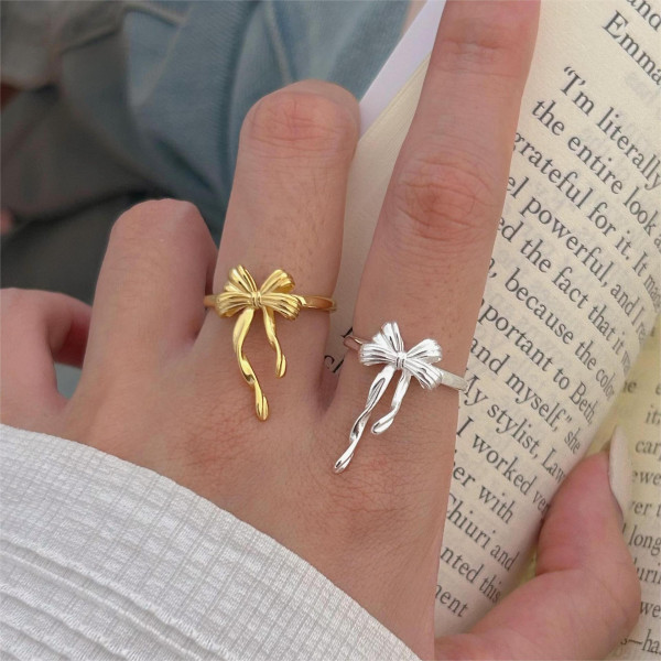 A42655 sterling silver butterfly simple fashion adjustable ring