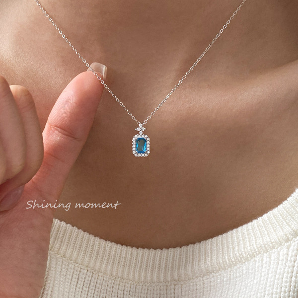 A43050 s925 sterling silver square fashion necklace