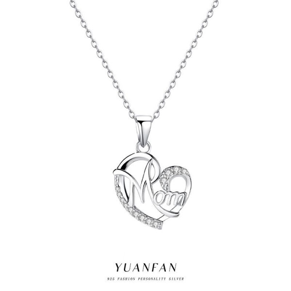 A43043 s925 sterling silver fashion heart cubic zirconia hollowed necklace